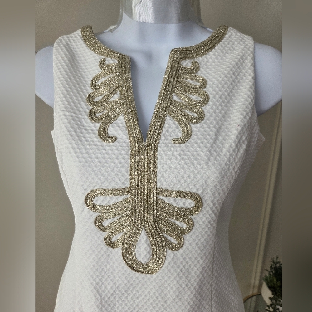 Lilly Pulitzer Elegant White and Gold Women's Dress Sz.00 - Picture 2 of 7